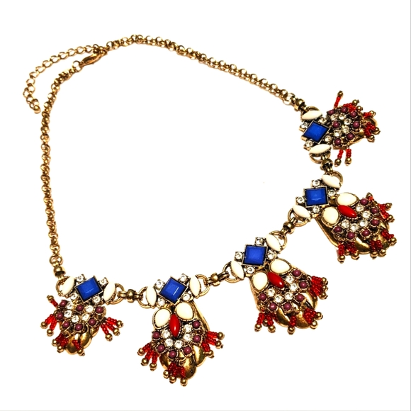Red, White and Blue Statement Necklace Owl Theme Patriotic - Picture 1 of 6